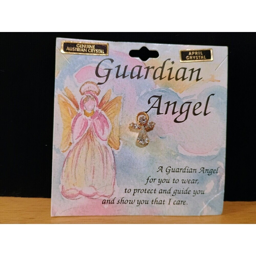 Genuine Austrian Crystal Pin Guardian Angel April Birthstone